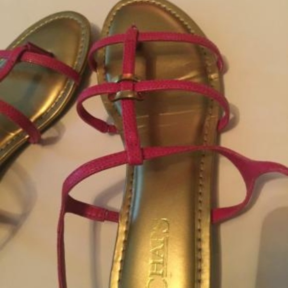 Hot Pink Chaps Sandals with Golden Soles - Picture 1 of 4